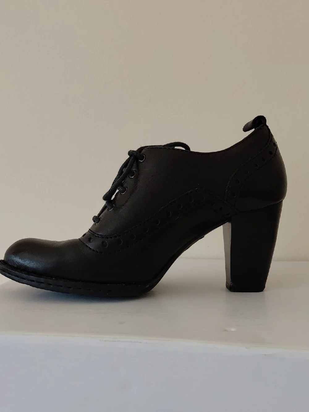 Born Black Lace-Up Brogue Heel Pumps - Picture 4 of 4
